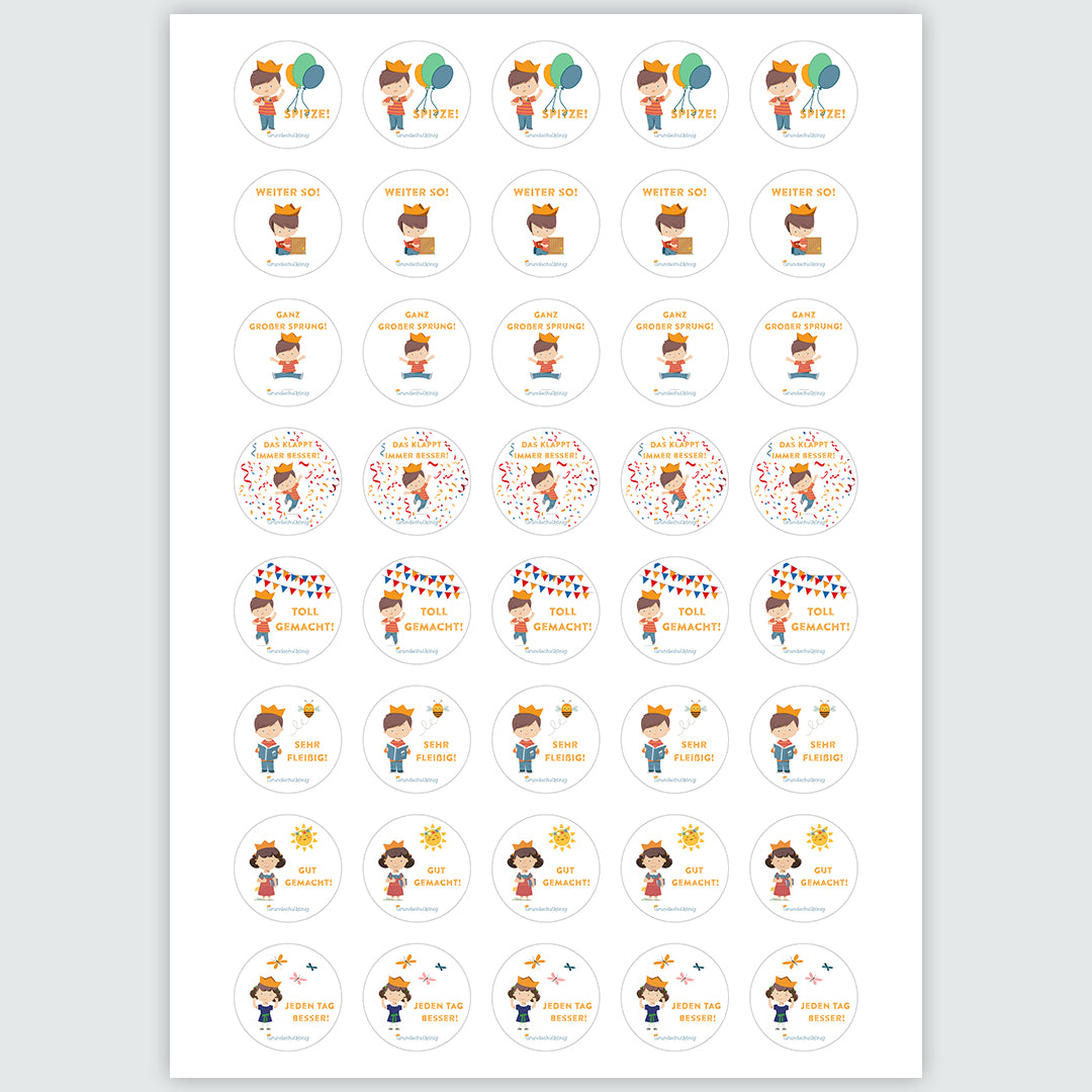 Belohnungssticker Grundschulköniginnen & Grundschulkönigen