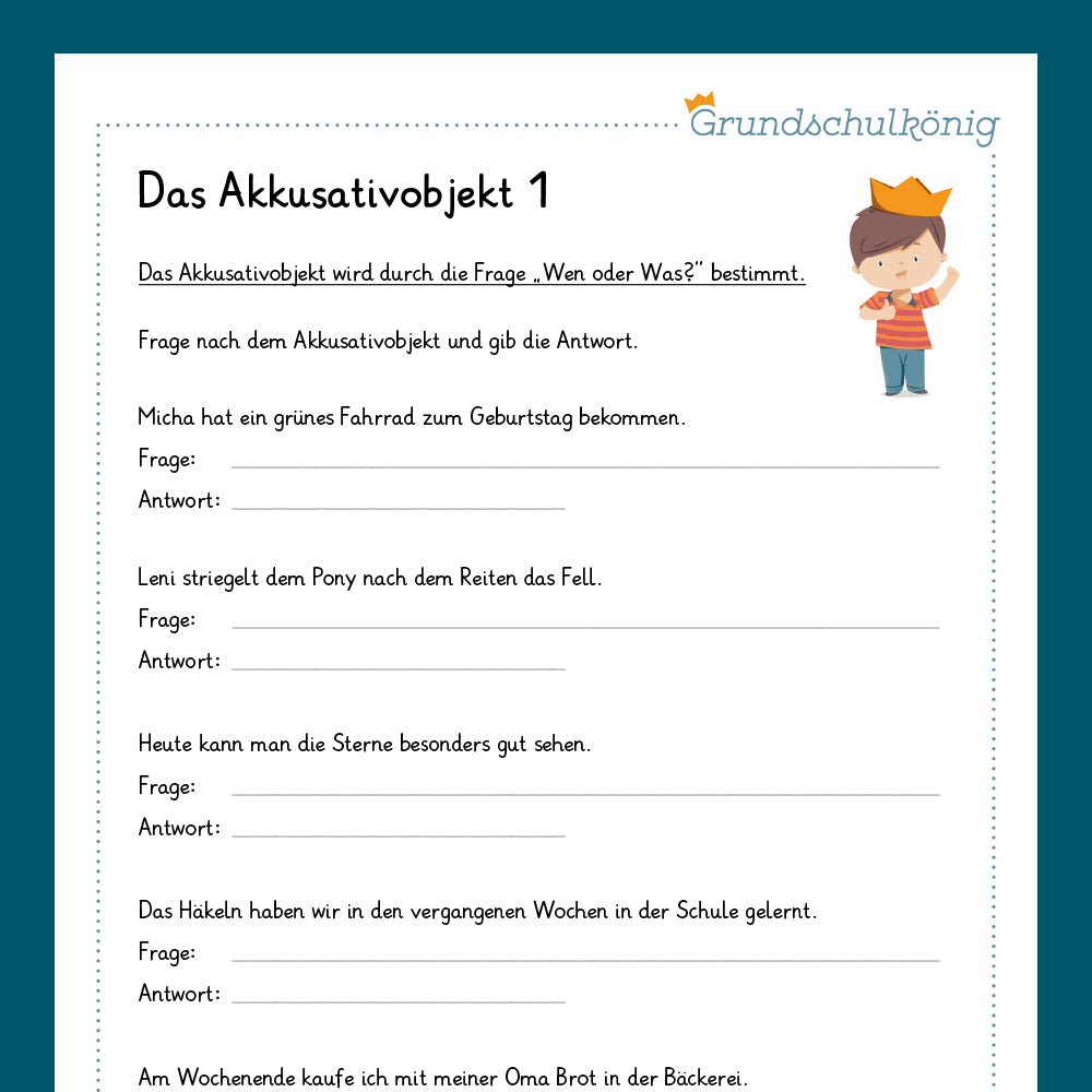 Königspaket: Akkusativobjekt (Deutsch, 4. Klasse) - inklusive Test!