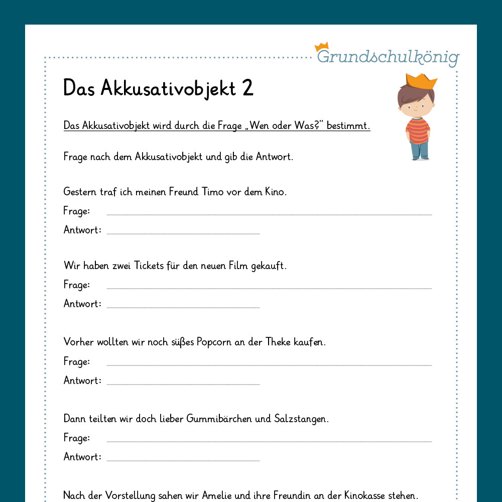Königspaket: Akkusativobjekt (Deutsch, 4. Klasse) - inklusive Test!