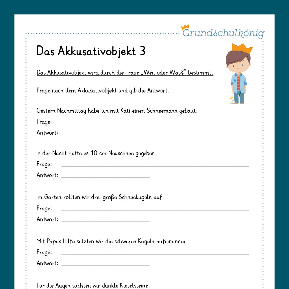 Königspaket: Akkusativobjekt (Deutsch, 4. Klasse) - inklusive Test!