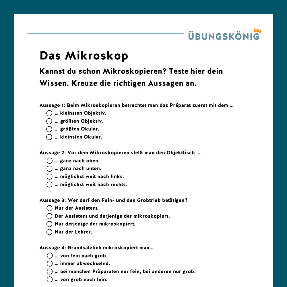 Königspaket: Das Mikroskop (Biologie, 5. Klasse)