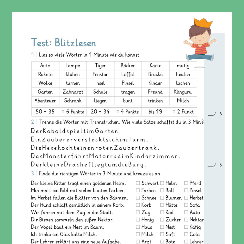 Königspaket: Blitzlesen (Deutsch, 1. &. 2. Klasse) - inklusive Test