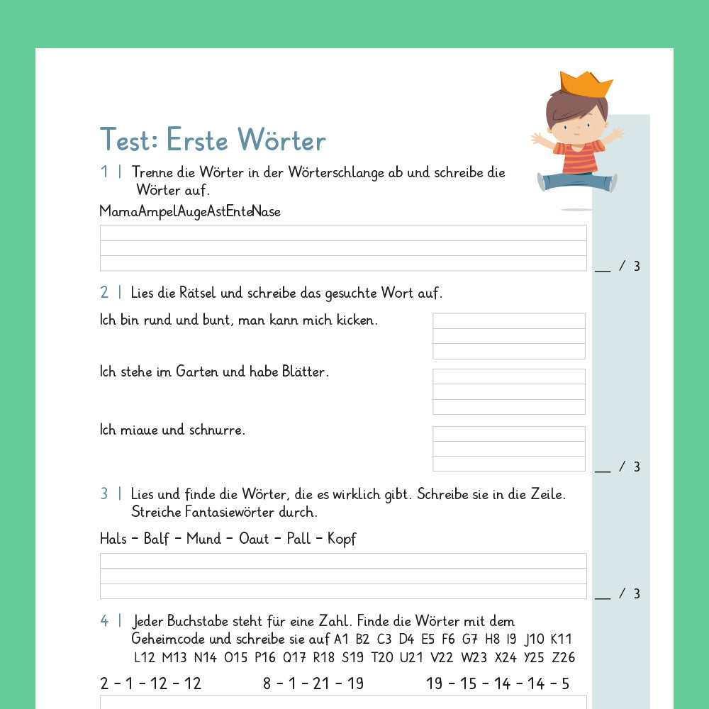 Königspaket: Erste Wörter - Lernwörter (Deutsch, 1. Klasse) - inklusive Test