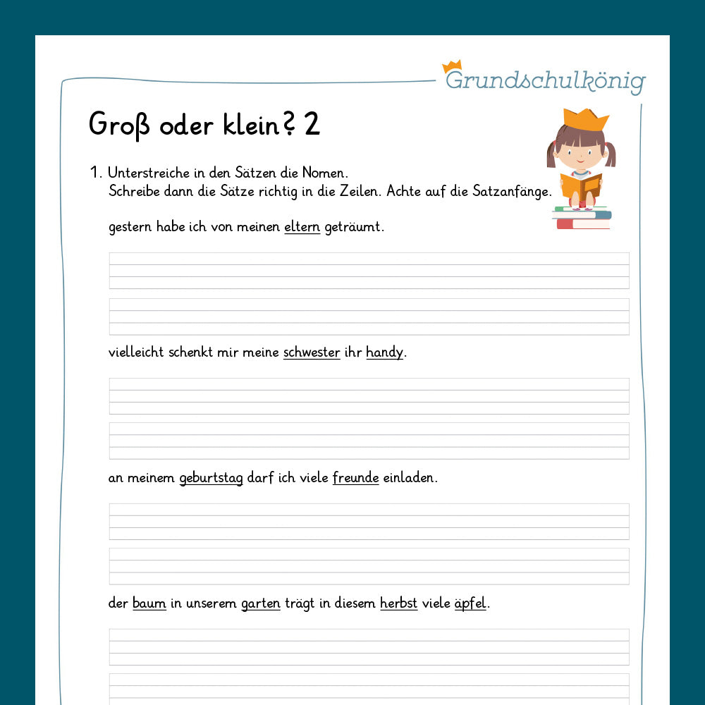 Königspaket: Groß- und Kleinschreibung (Deutsch, 1. Klasse)