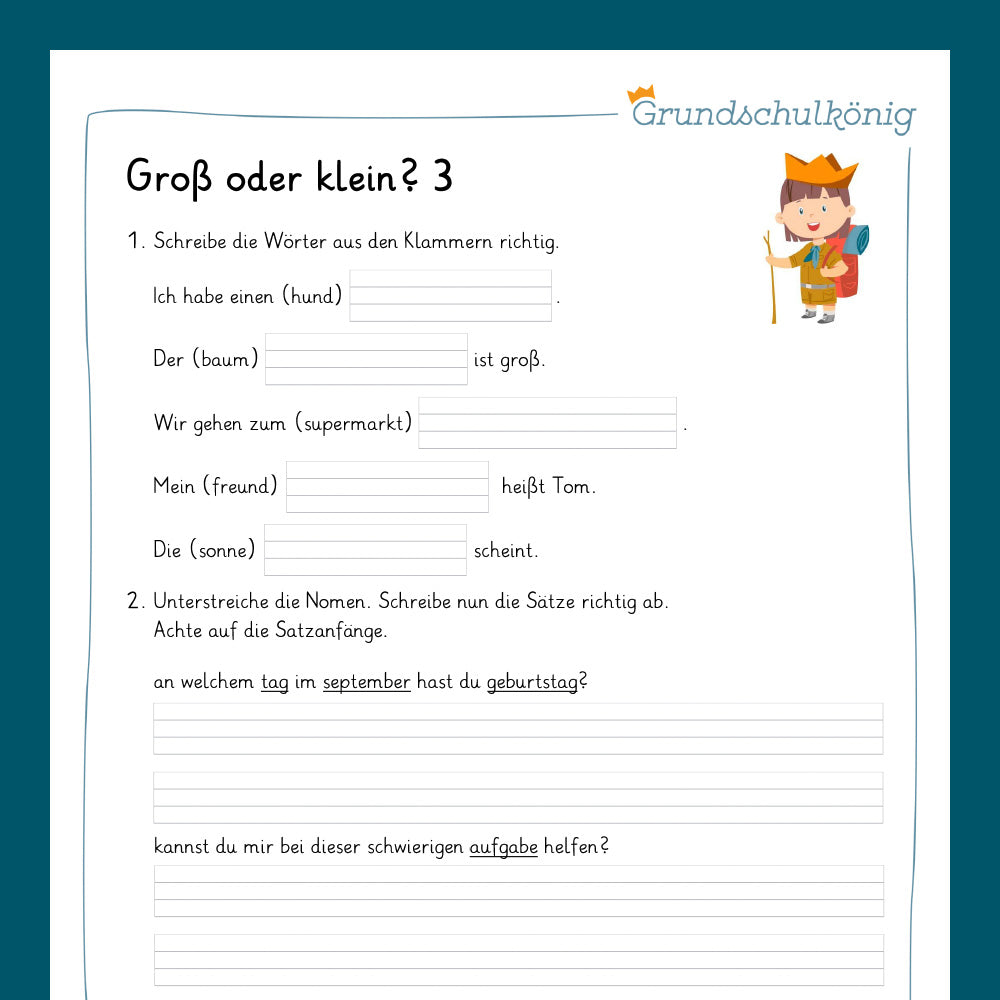 Königspaket: Groß- und Kleinschreibung (Deutsch, 1. Klasse)