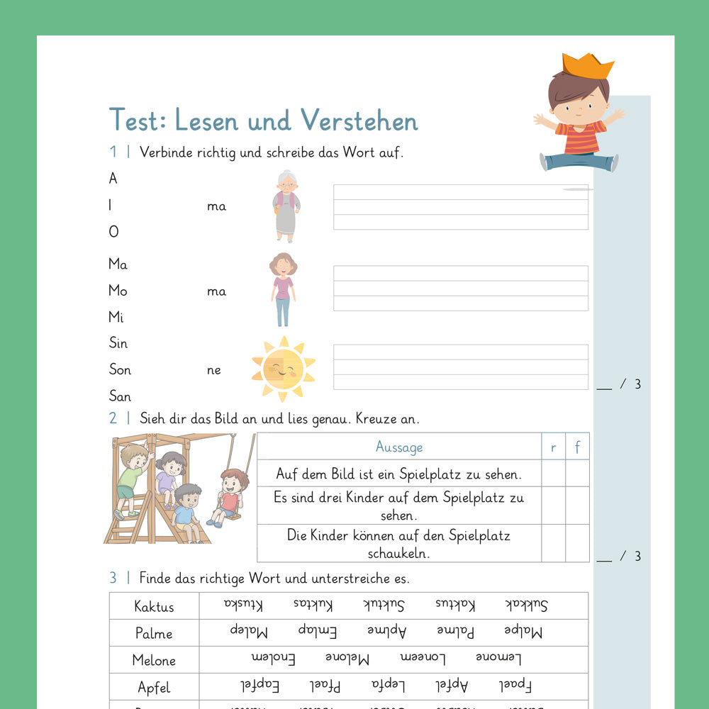 Königspaket: Erstes Lesen / Lesen und Verstehen (Deutsch, 1. Klasse) - inklusive Test