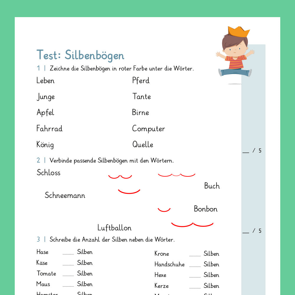 Königspaket: Silbentrennung (Deutsch, 1. Klasse) - inklusive Test