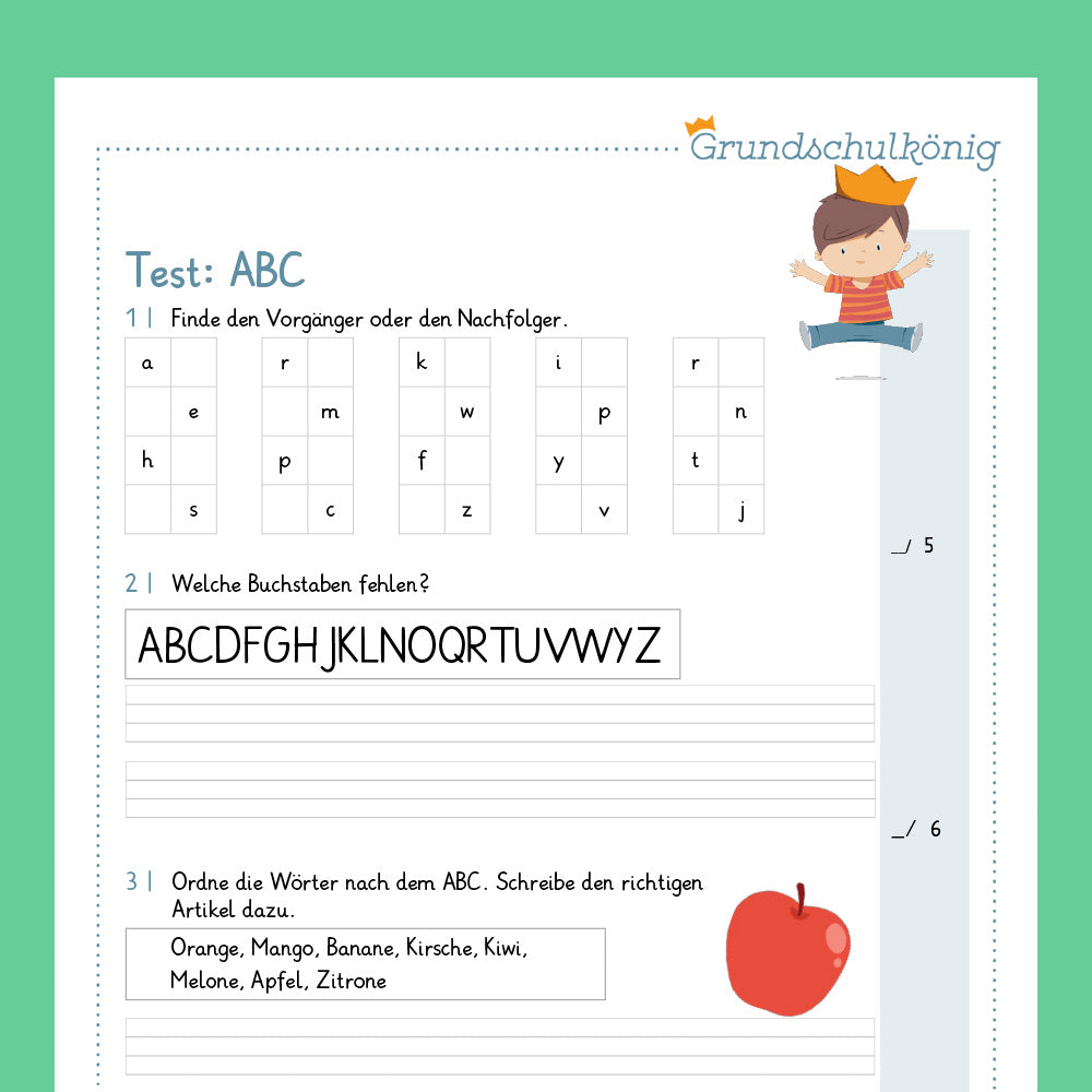 Königspaket: ABC (Deutsch, 1. & 2. Klasse) - inklusive Test