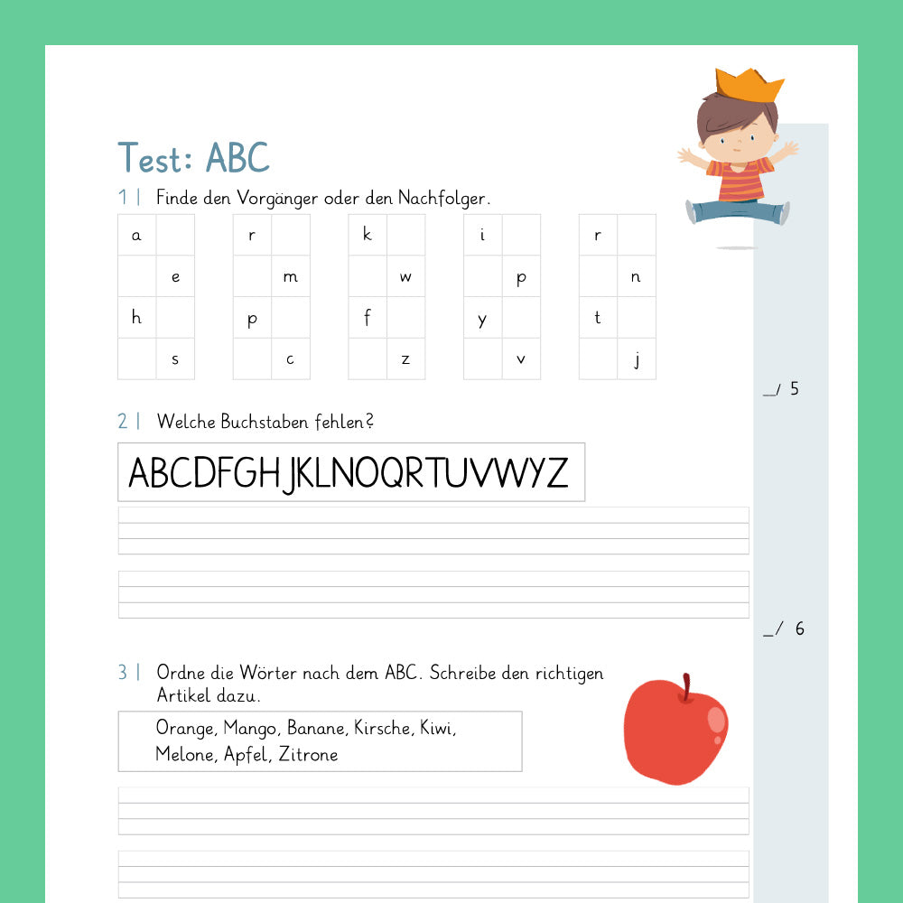 Königspaket: ABC (Deutsch, 1. & 2. Klasse) - inklusive Test