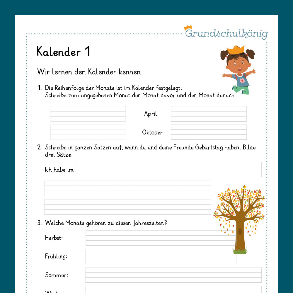 Königspaket: Kalender (Deutsch, 2. Klasse) - inklusive Test