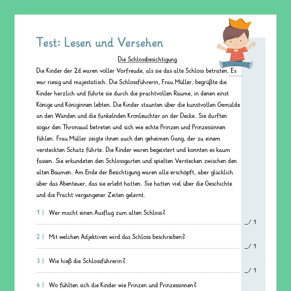 Königspaket: Lesen und Verstehen (Deutsch, 2. Klasse) - inklusive Test