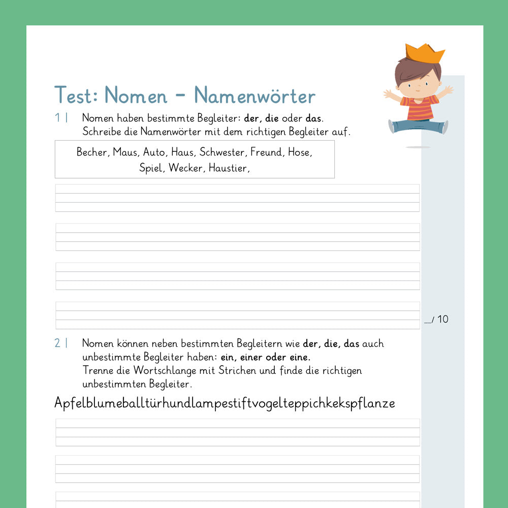 Königspaket: Namenwörter / Nomen (Deutsch, 2. Klasse) - inklusive Test
