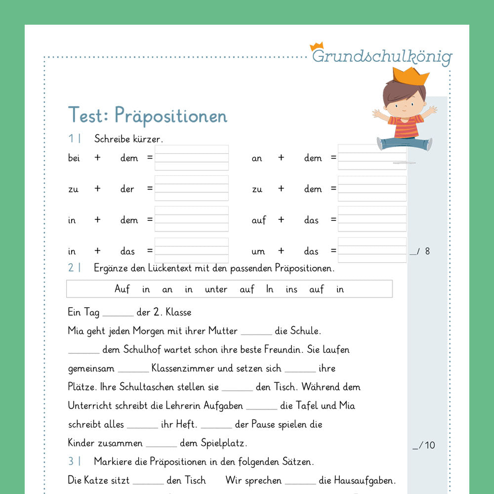 Königspaket: Präpositionen (Deutsch, 2. & 3. Klasse) - inklusive Test