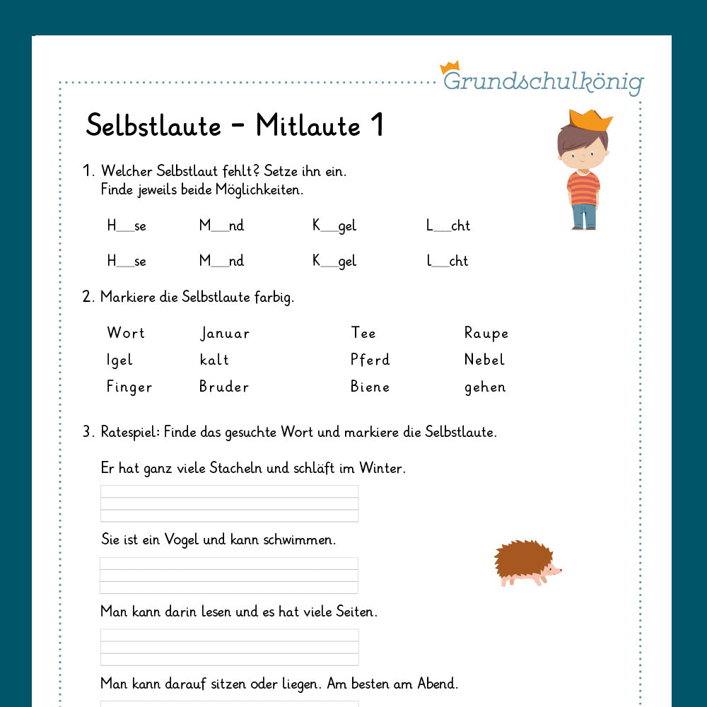 Königspaket: Selbstlaute / Mitlaute (Deutsch, 2. Klasse) - inklusive Test