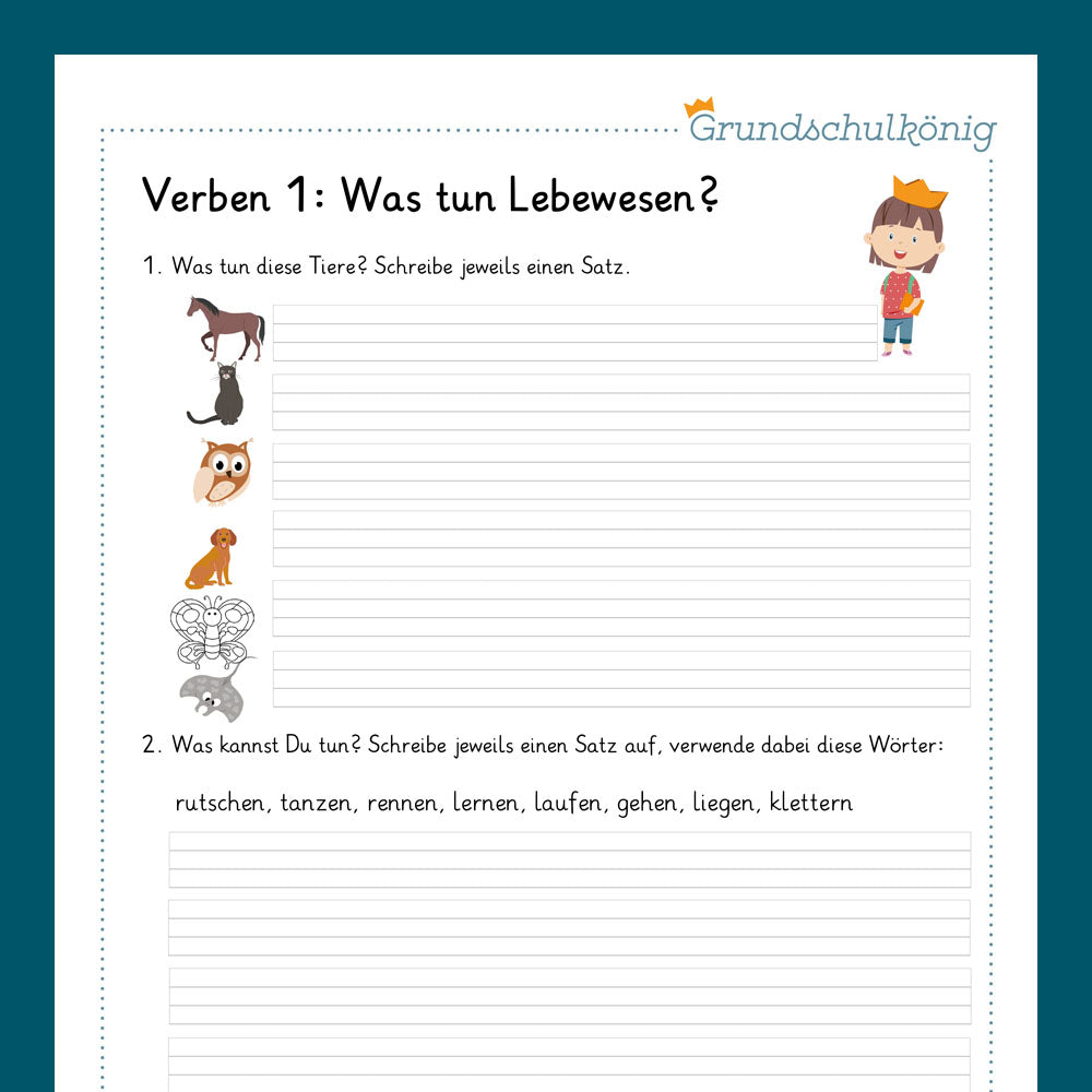Königspaket: Verben / Tunwörter (Deutsch, 2. Klasse) - inklusive Test