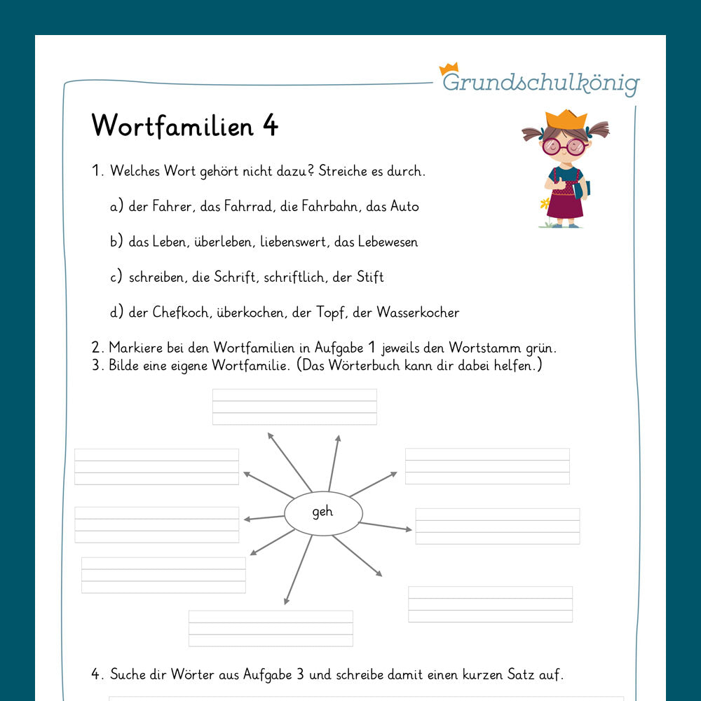 Königspaket: Wortfamilie & Wortstamm (Deutsch, 2. Klasse) - inklusive Test
