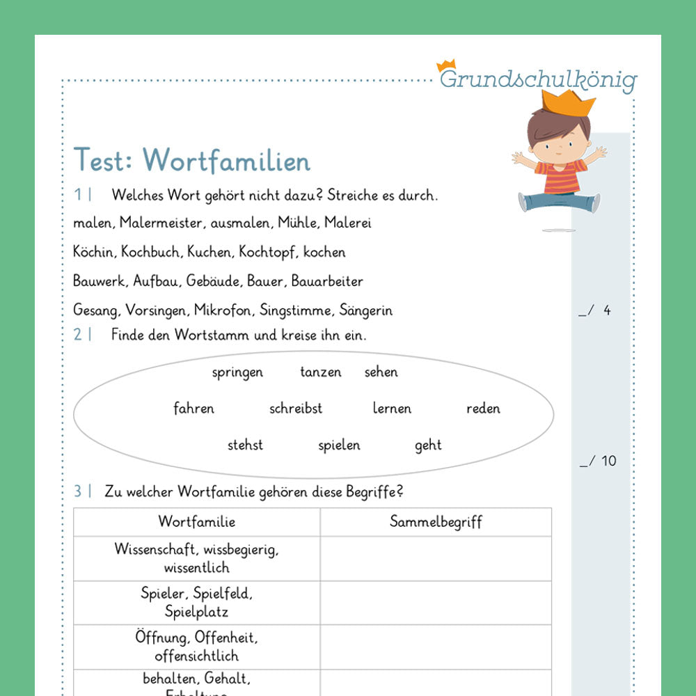 Königspaket: Wortfamilie & Wortstamm (Deutsch, 2. Klasse) - inklusive Test