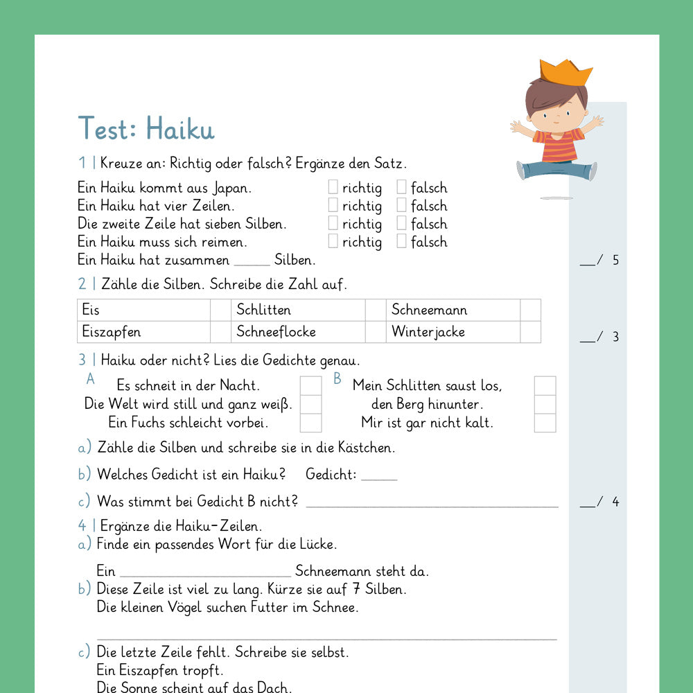 Königspaket: Haiku (Deutsch, 3. & 4. Klasse) - inklusive Test