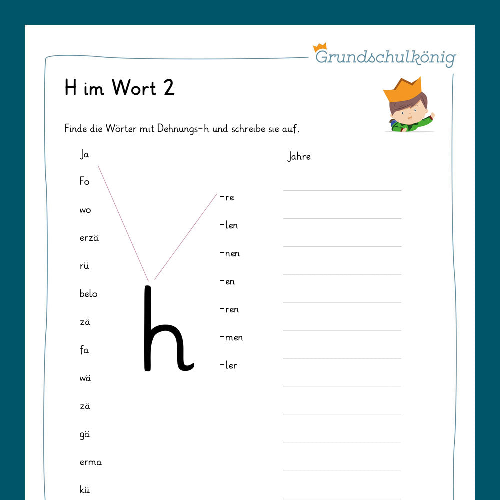 Königspaket: Rechtschreibung - h im Wort (Deutsch, 3. & 4. Klasse) - inklusive Test