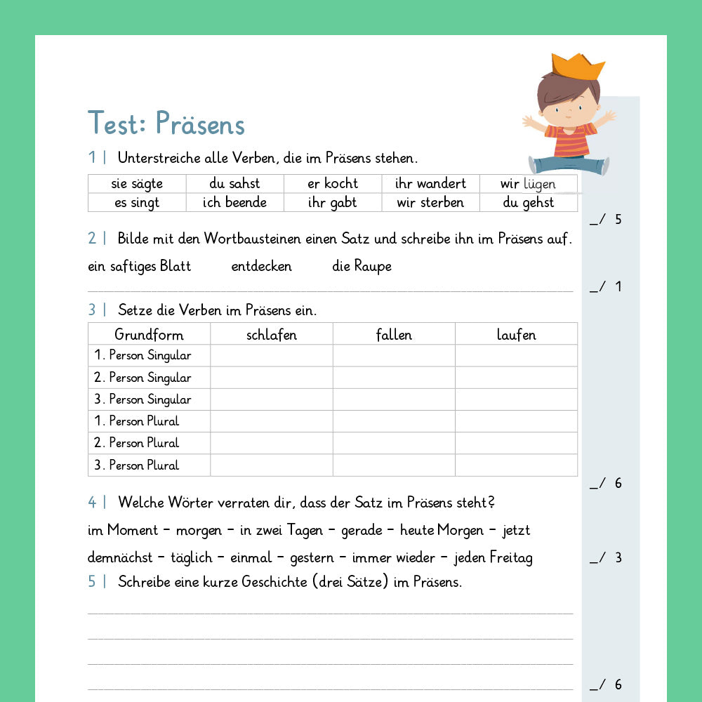 Königspaket: Präsens (Deutsch, 3. Klasse) - inklusive Test