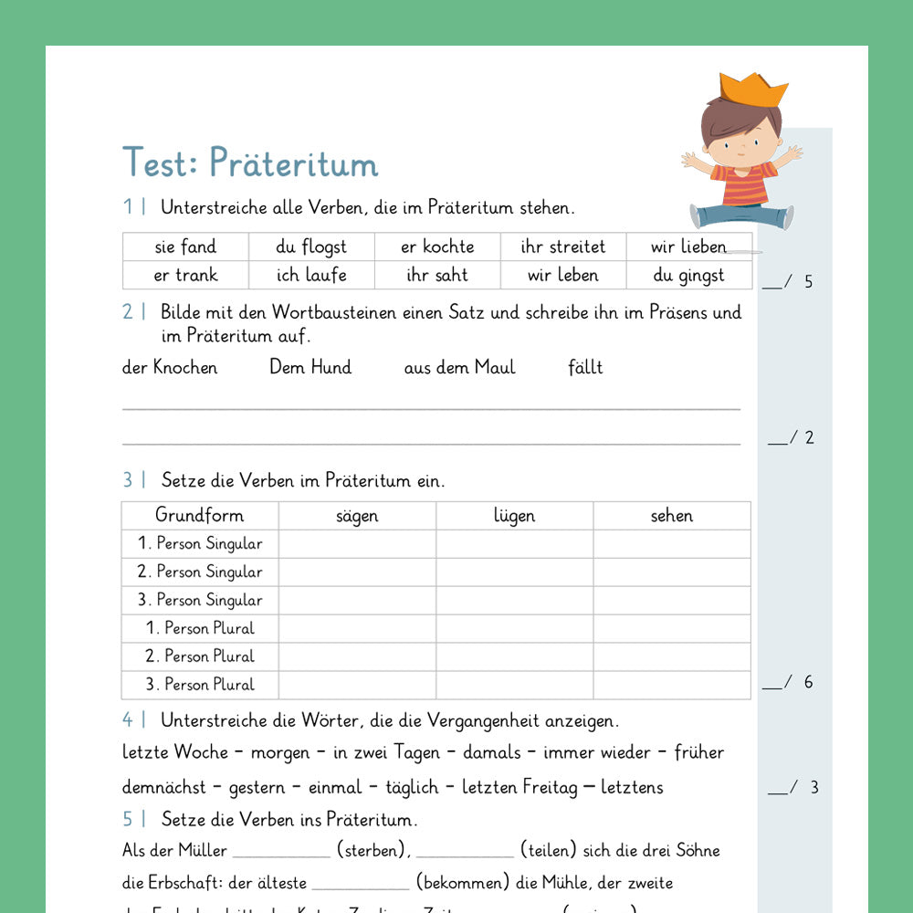 Königspaket: Präteritum (Deutsch, 3. Klasse) - inklusive Test