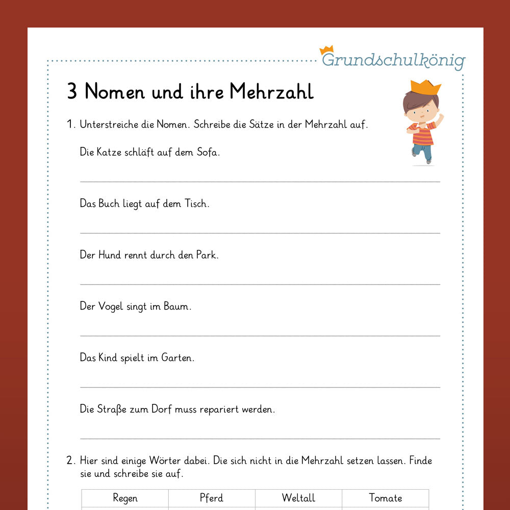 Deutsch, 4. Klasse: Wiederholung des Jahresstoffs 2
