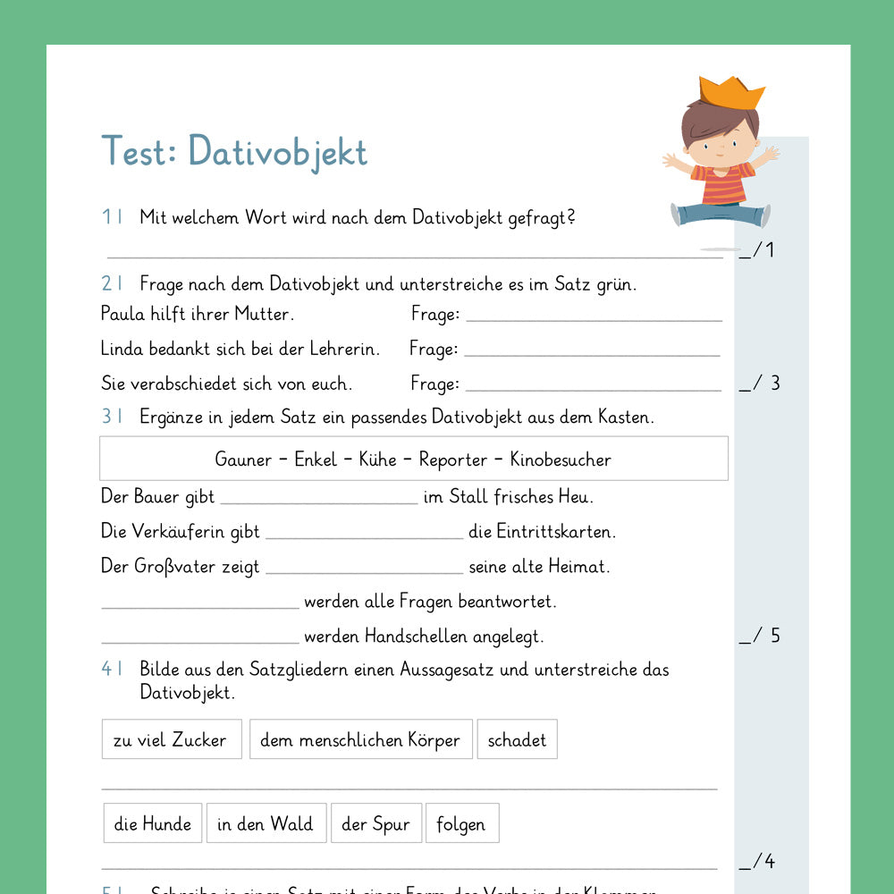 Königspaket: Dativobjekt (Deutsch, 4. Klasse) - inklusive Test