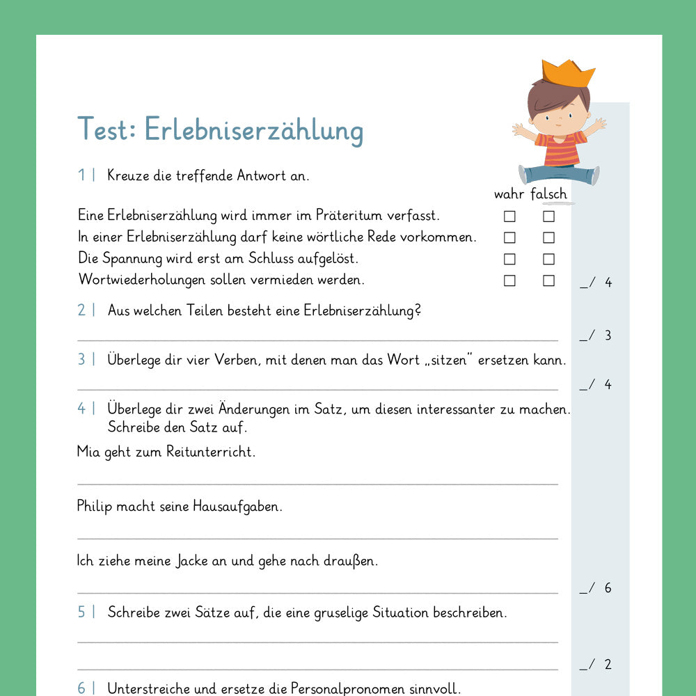 Königspaket: Erlebniserzählung (Deutsch, 4. Klasse) - inklusive Test und Checkliste