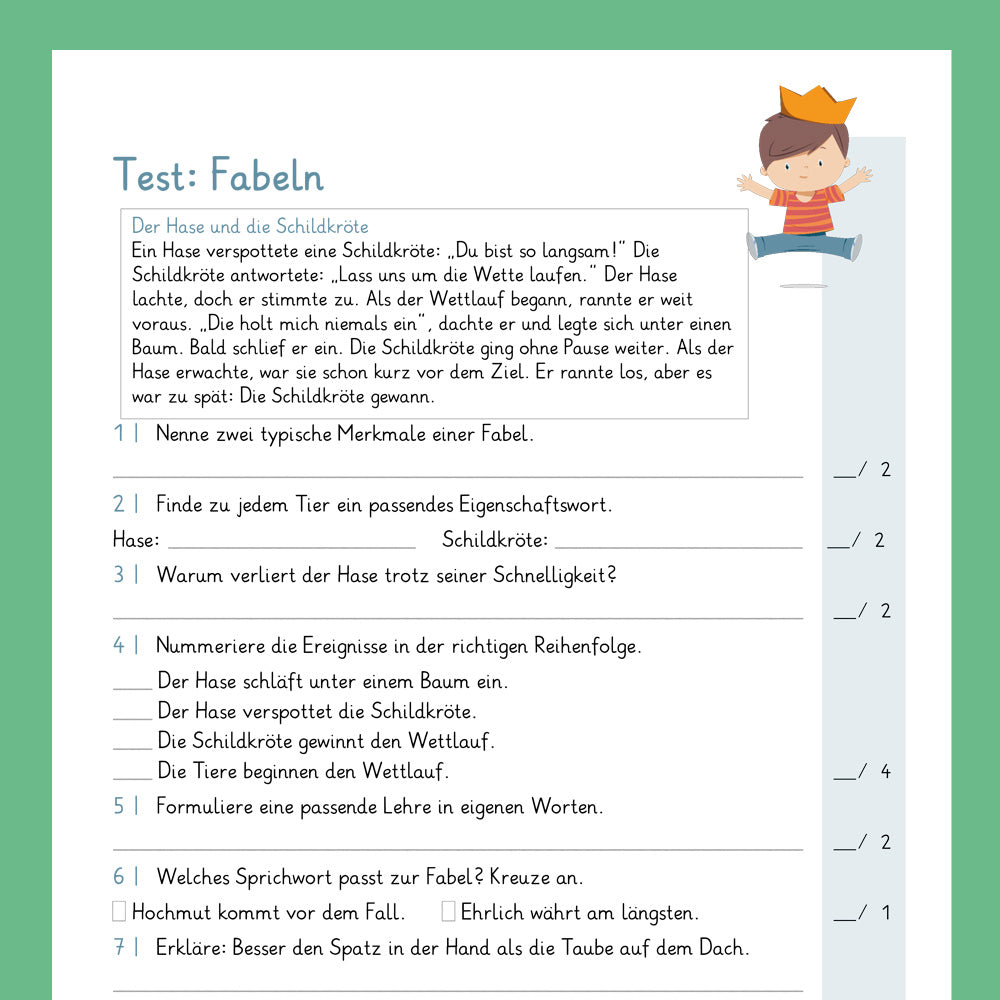 Königspaket: Fabeln (Deutsch, 4. Klasse) - inklusive Test