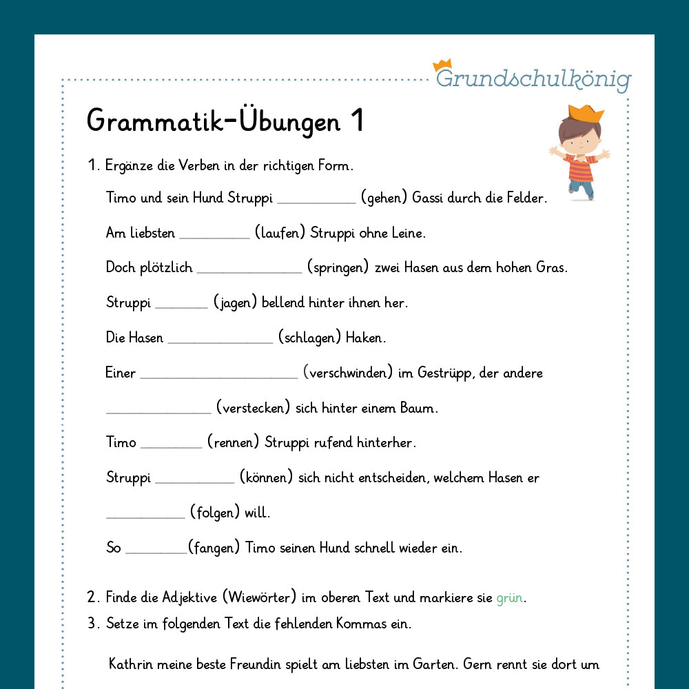 Königspaket: Grammatikübungen (Deutsch, 4. Klasse) - inklusive Test!