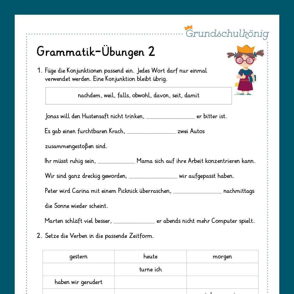 Königspaket: Grammatikübungen (Deutsch, 4. Klasse) - inklusive Test!