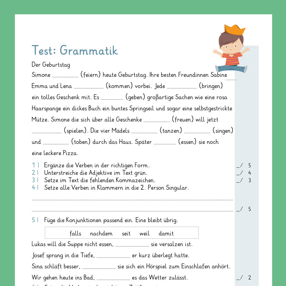 Königspaket: Grammatikübungen (Deutsch, 4. Klasse) - inklusive Test