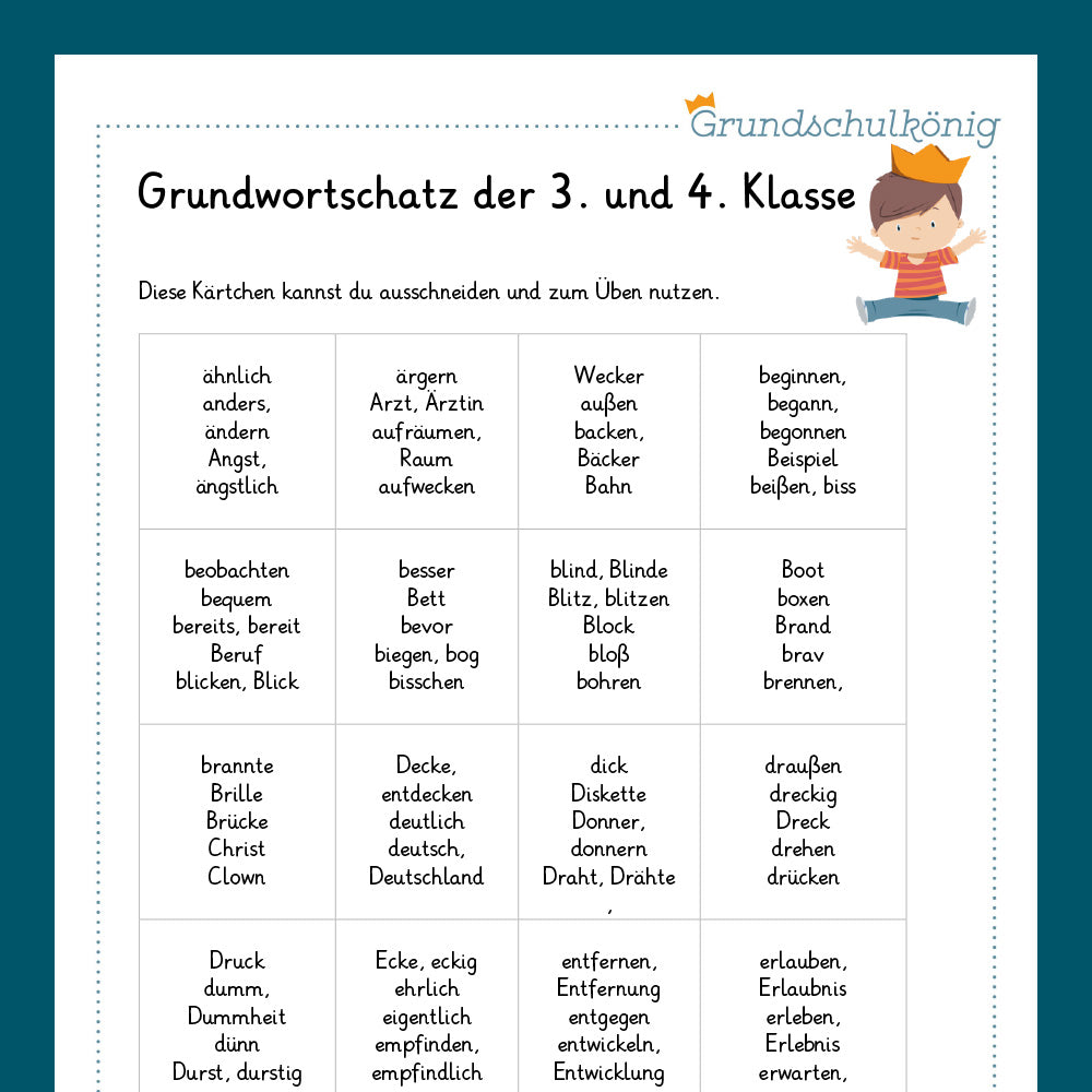 Königspaket: Grundwortschatz (Deutsch, 3. & 4. Klasse)