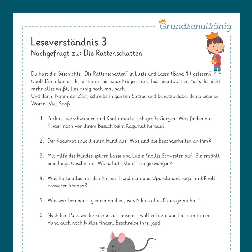Königspaket: Leseverständnis zu "Luzie & Lasse" Bd. 1 (Deutsch, 4. Klasse)
