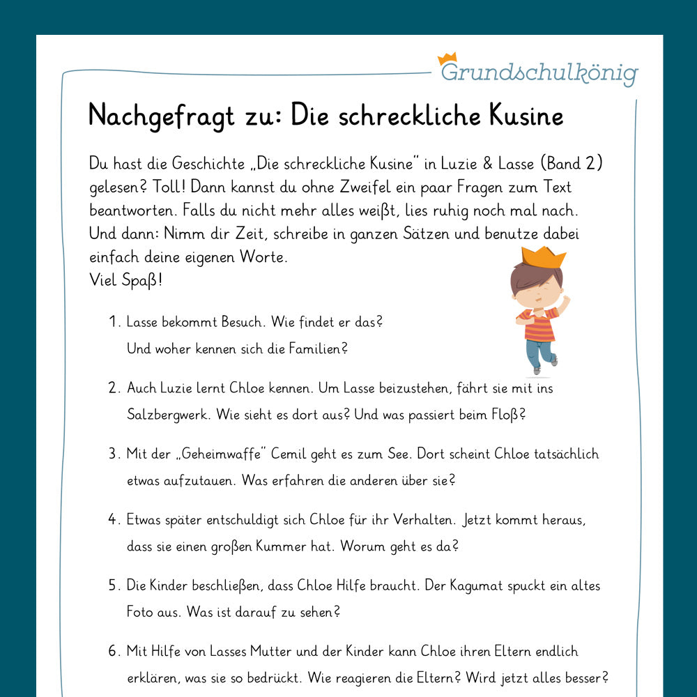 Königspaket: Leseverständnis zu "Luzie & Lasse" Bd. 2 (Deutsch, 4. Klasse)