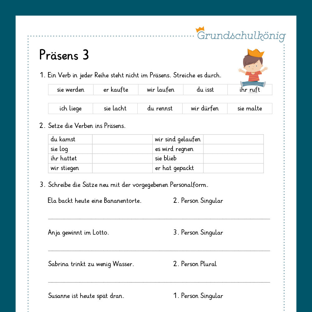 Premium package: Present tense (German, 4th grade) – including test!
