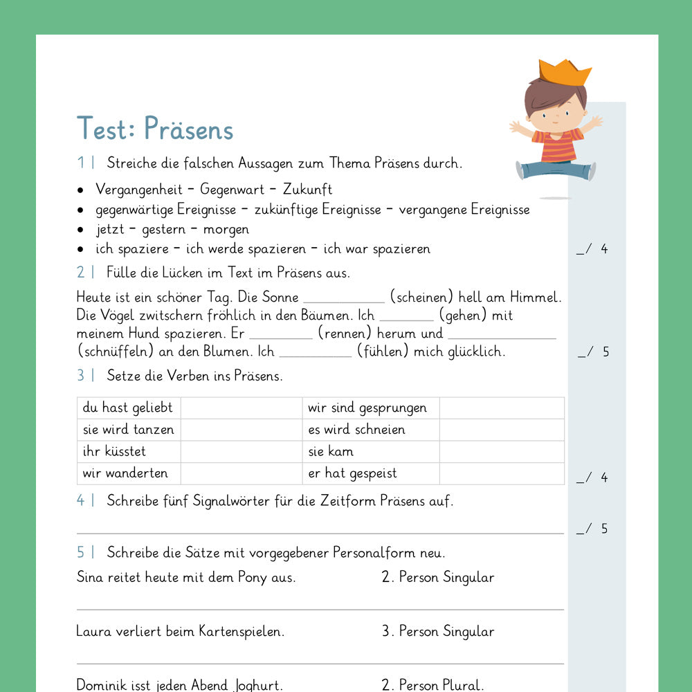 Königspaket: Präsens (Deutsch, 4. Klasse) - inklusive Test