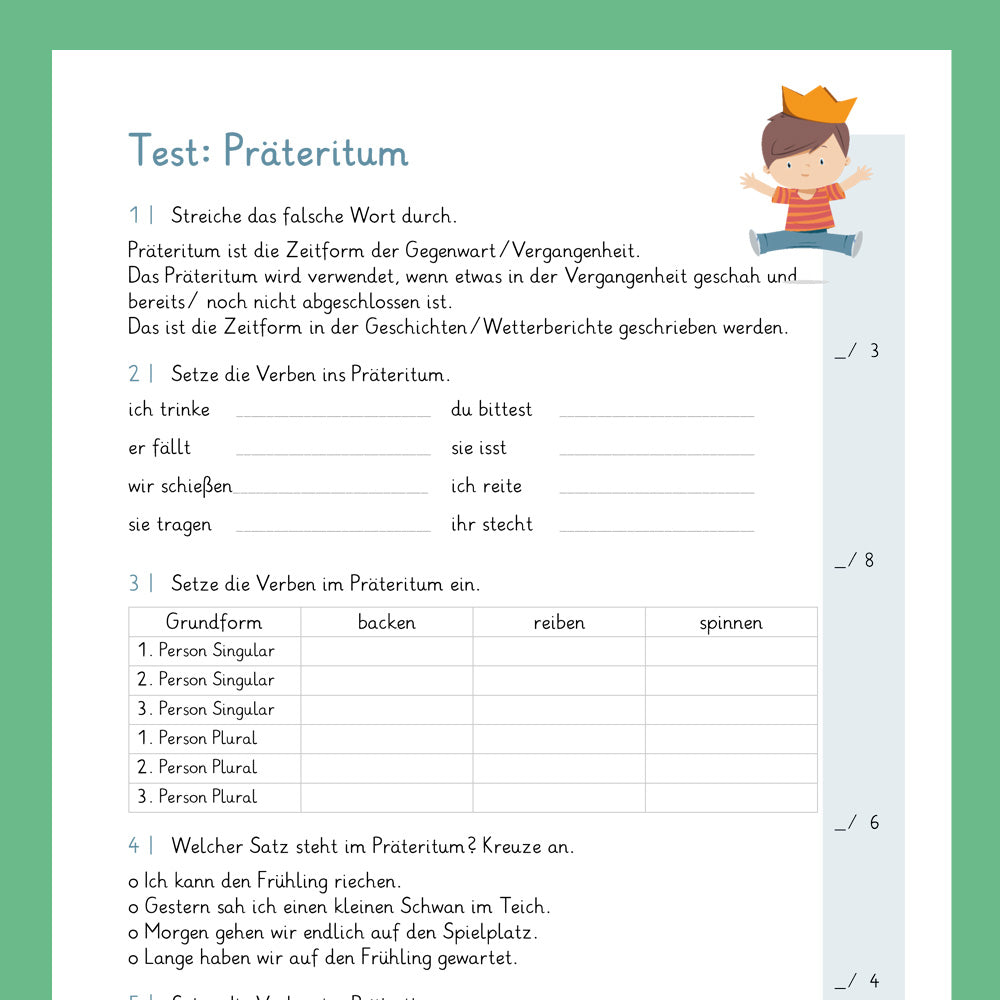 Königspaket: Präteritum (Deutsch, 4. Klasse) - inklusive Test