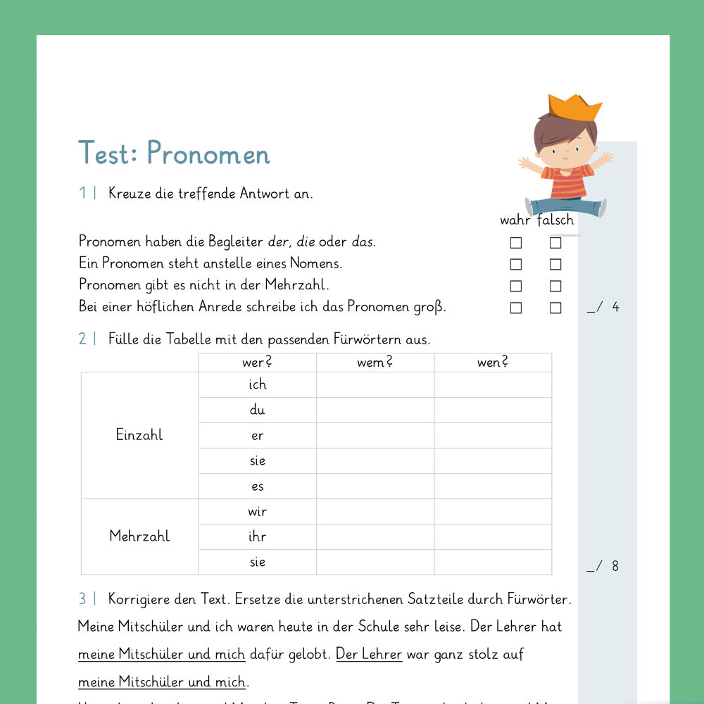 Königspaket: Pronomen (Deutsch, 4. Klasse) - inklusive Test