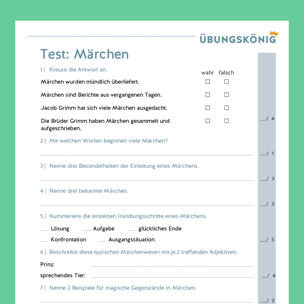 Königspaket: Märchen (Deutsch, 5. Klasse) - inklusive Test