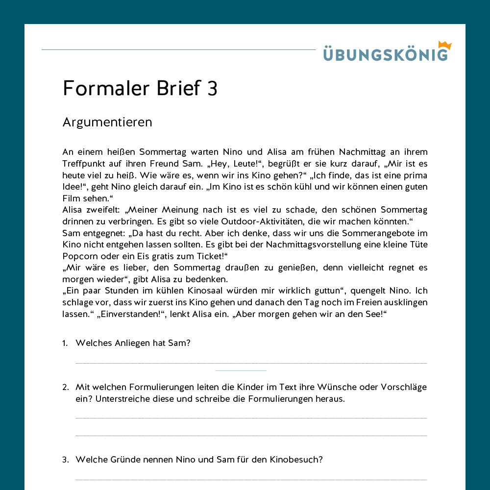 Königspaket: Briefe schreiben - Formaler Brief (Deutsch, 5. Klasse) - inklusive Test