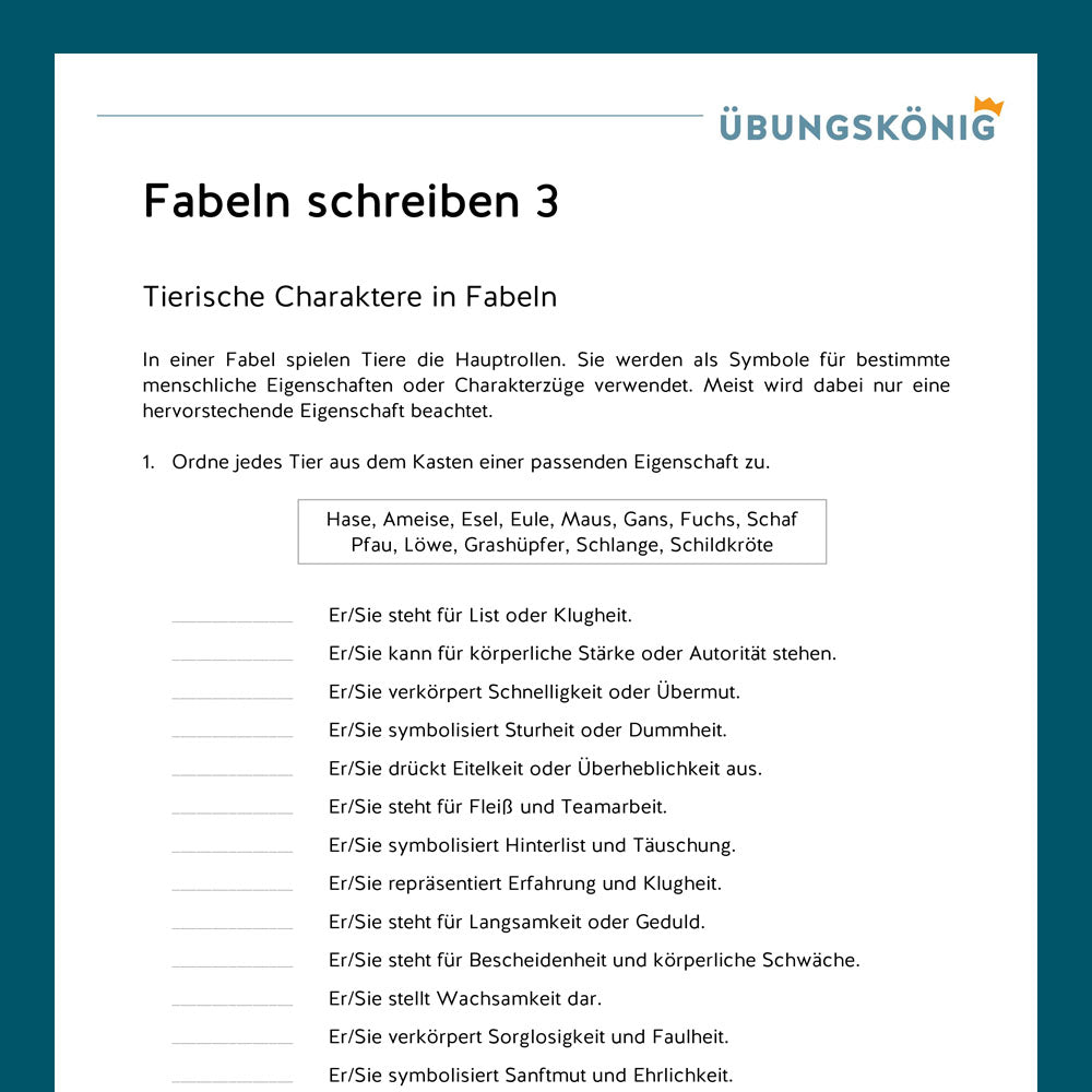 Königspaket: Fabeln (Deutsch, 5. Klasse) - inklusive Test