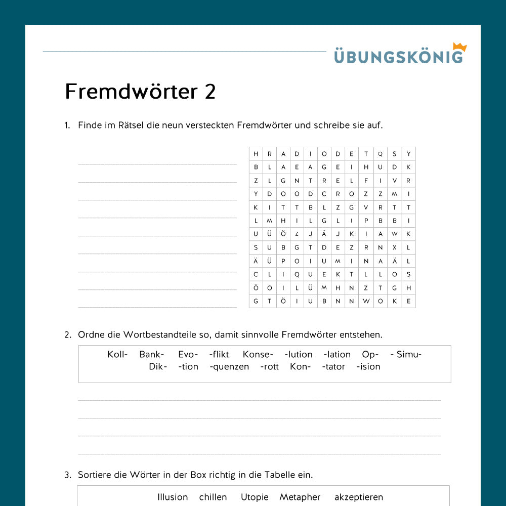 Königspaket: Fremdwörter inklusive Wortschatz und Test (Deutsch, 5. Klasse)