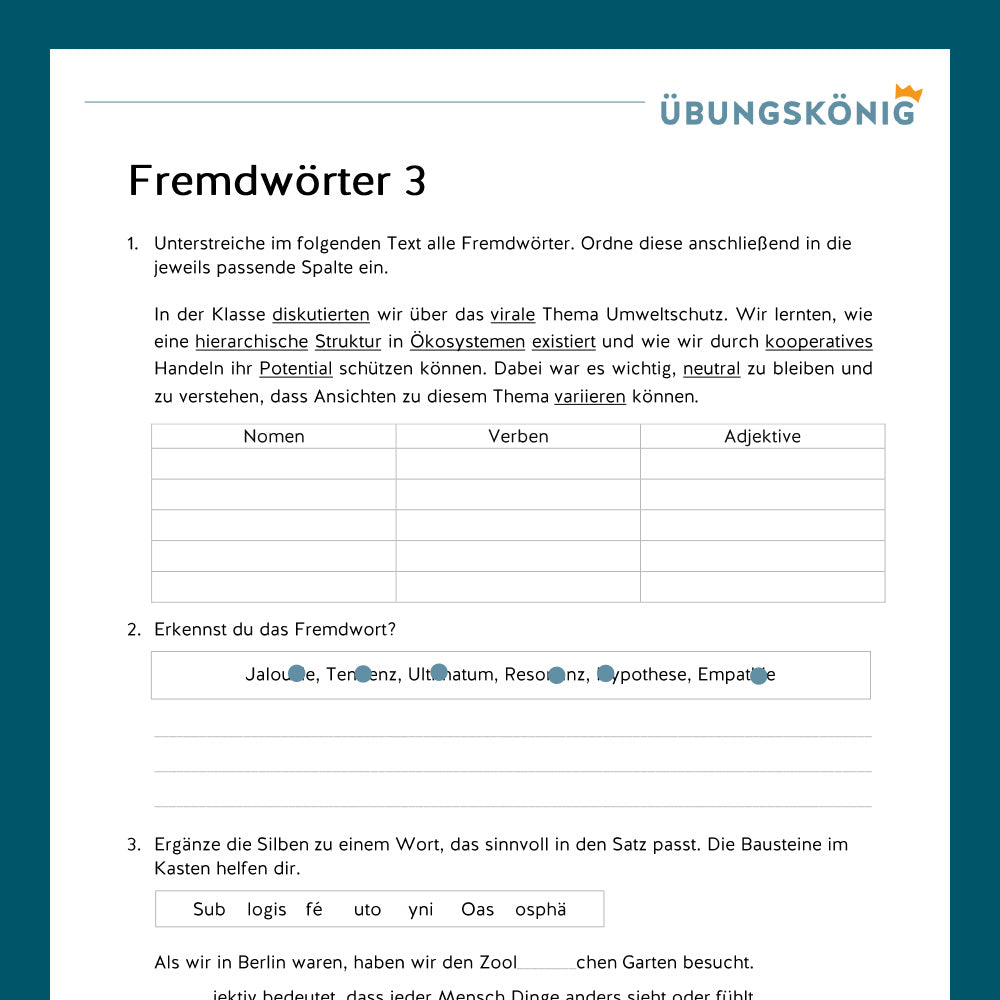 Königspaket: Fremdwörter inklusive Wortschatz und Test (Deutsch, 5. Klasse)