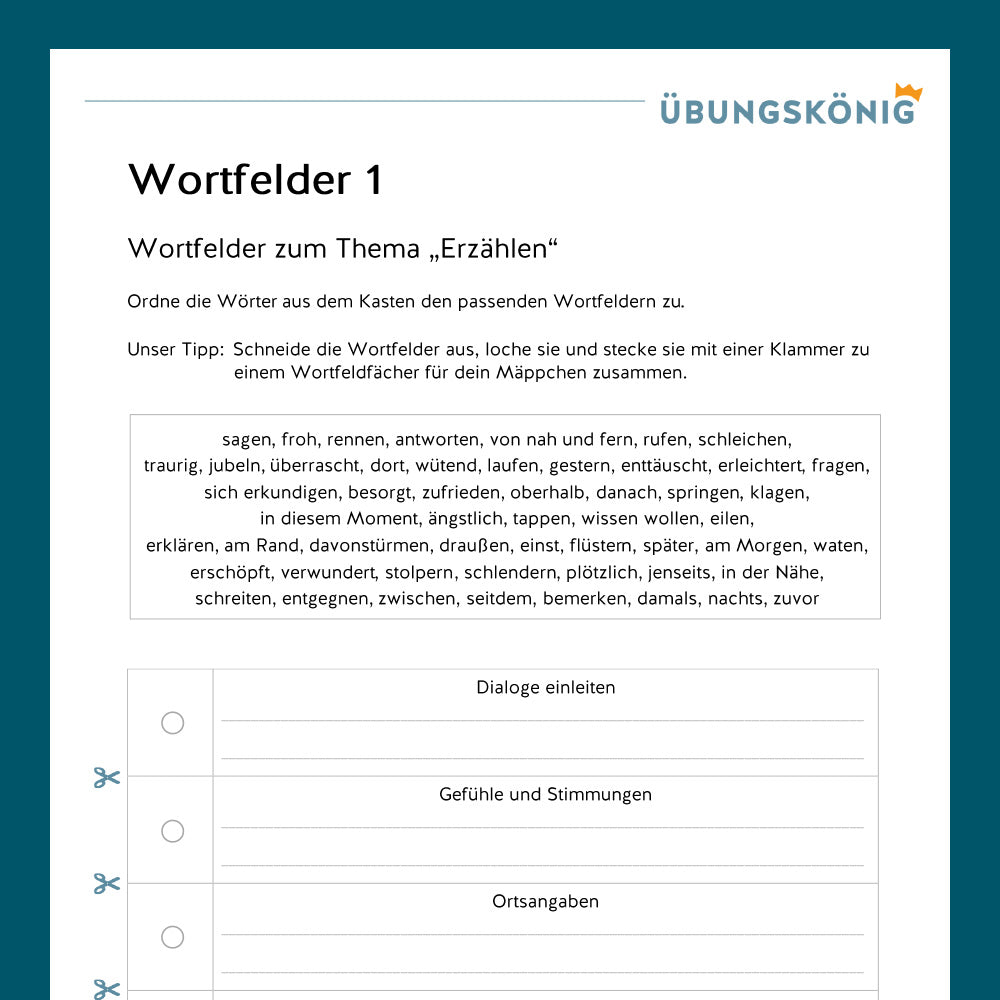 Königspaket Wortfelder (Deutsch, Grammatik & Satzbau) - inklusive Test