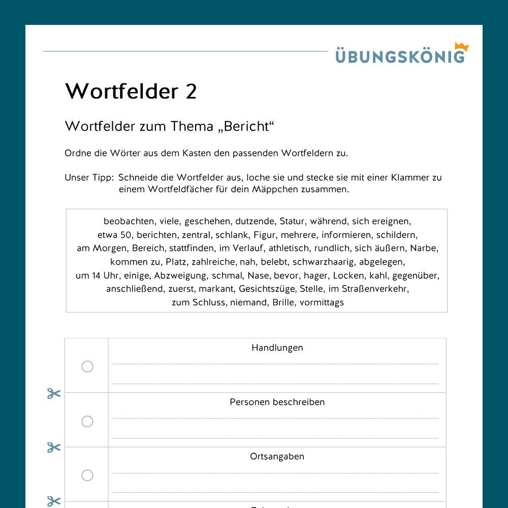 Königspaket Wortfelder (Deutsch, Grammatik & Satzbau) - inklusive Test