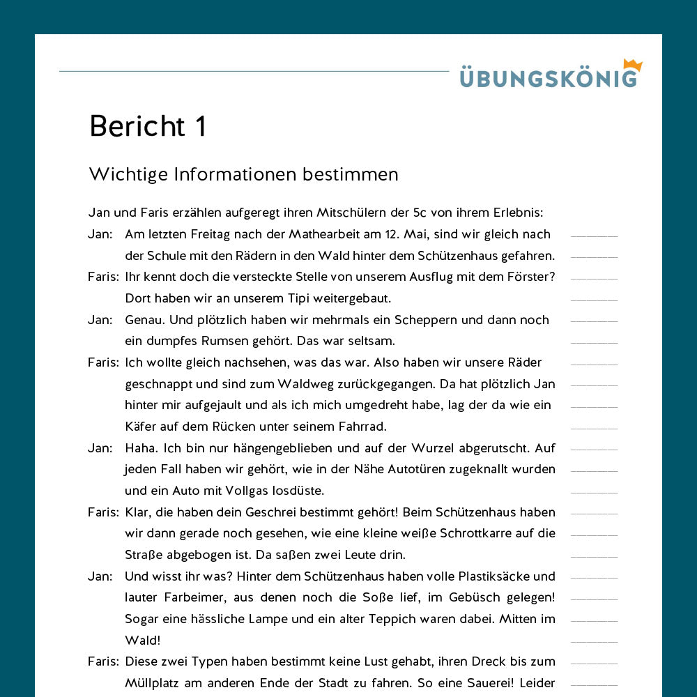 Königspaket: Bericht schreiben (Deutsch, 6. Klasse) - inklusive Test
