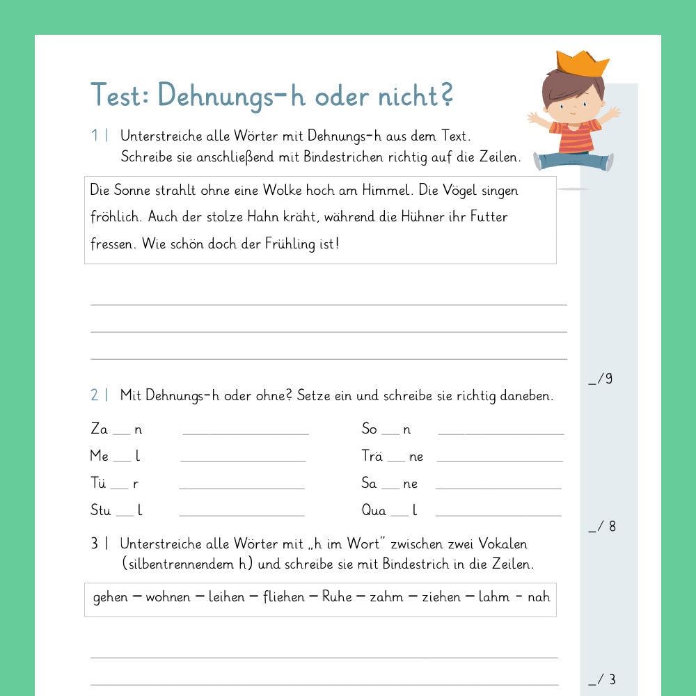 Königspaket: Rechtschreibung - Dehnungs H (Deutsch, 1. & 2. Klasse) - inklusive Test