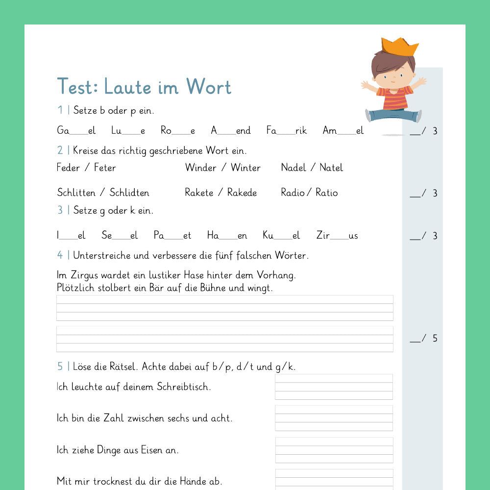 Königspaket: Rechtschreibung - bp / dt / gk im Wort (Deutsch, 1. & 2. Klasse) - inklusive Test