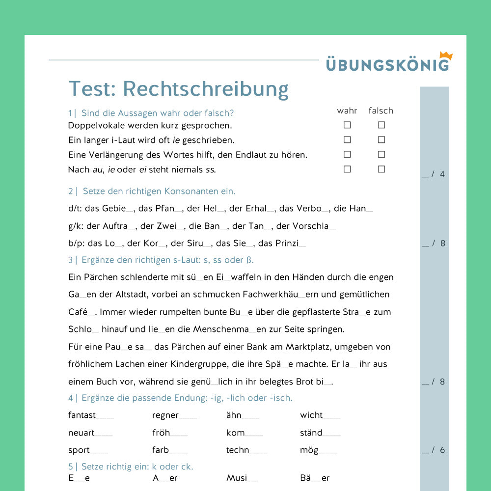 Königspaket: Häufige Rechtschreibfehler (Deutsch, Rechtschreibung) - inklusive Test